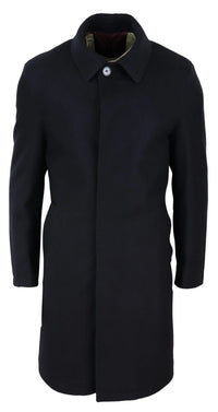 Mens Long Black Wool Overcoat