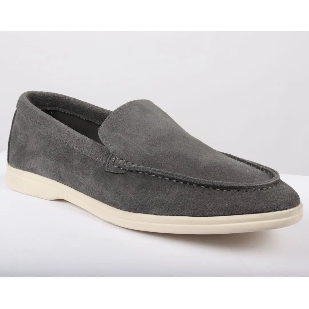Men's Suede Grey Slip On Comfort Fit Loafers