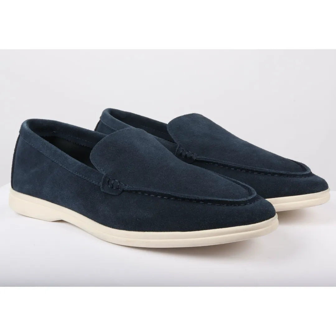 Men's Suede Navy Slip On Comfort Fit Loafers