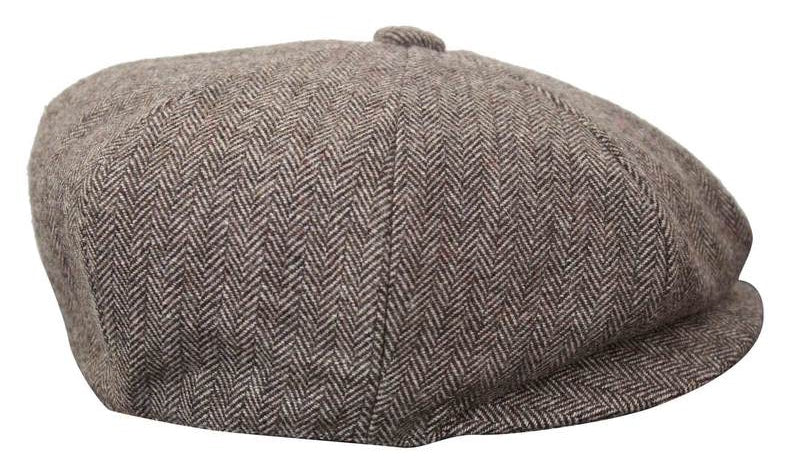 HT6364 - Mens Herringbone Tweed Newsboy Peaky Blinders Hat