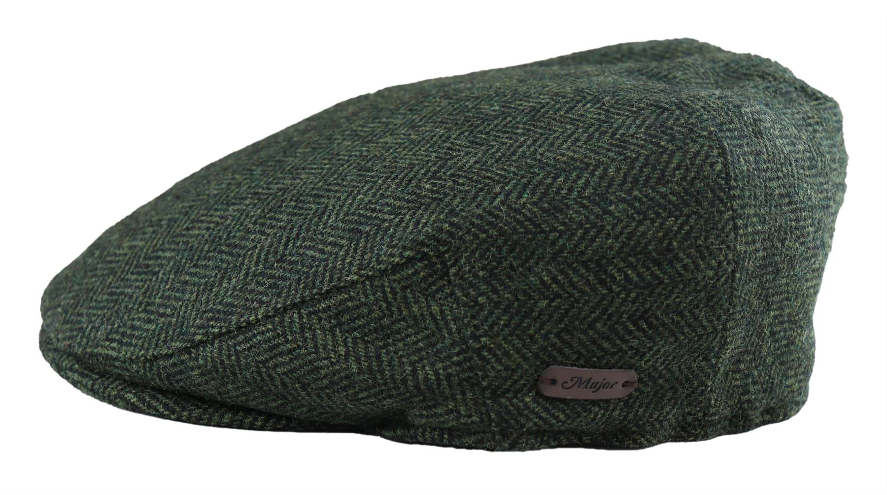 Men's Flat Cap Wool Herringbone Olive Tweed Classic 1920s Unisex Del Boy