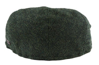 Men's Flat Cap Wool Herringbone Olive Tweed Classic 1920s Unisex Del Boy