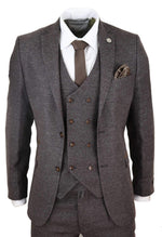Mens Brown 3 Piece Suit with Double Breasted Waistcoat