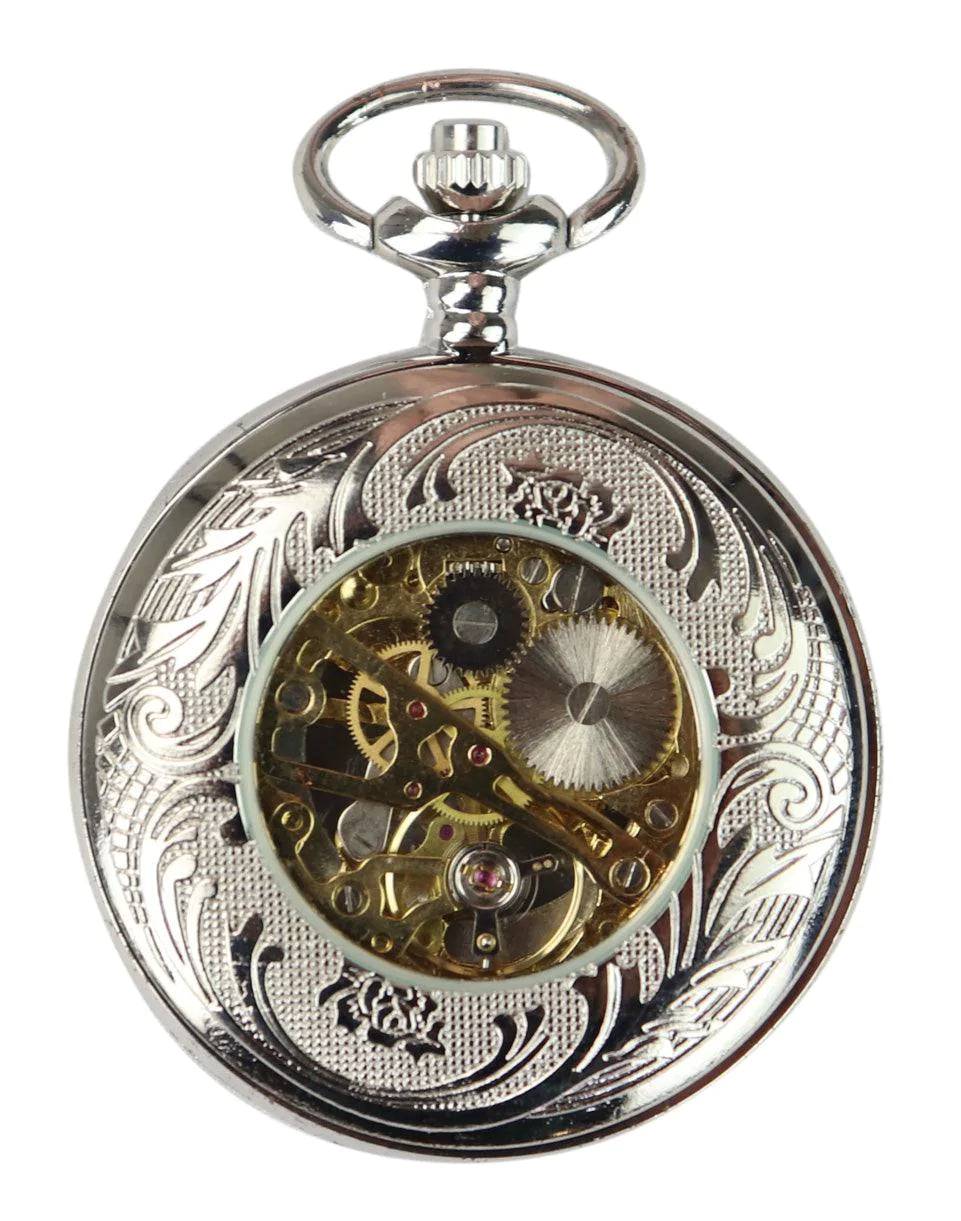 Silver Color Vintage Mechanical Pocket Watch
