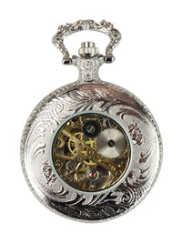 Automatic Mechanical Vintage Pocket Watch Silver Color