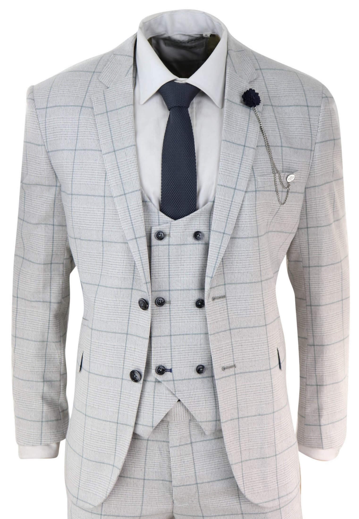 Light Grey Check 3 Piece Suit
