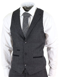 Men's Black Tweed 3 Piece Vintage Suit - STZ14