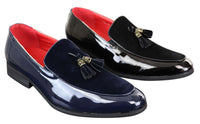 Men's Faux Patend and Suede Leather Loafers