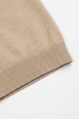 Beige gebreide polo met ritssluiting in de hals voor heren