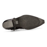 Mens Western Black Cowboy Boots Vintage Pointed Knight Ankle Country Boot Riding Real Leather