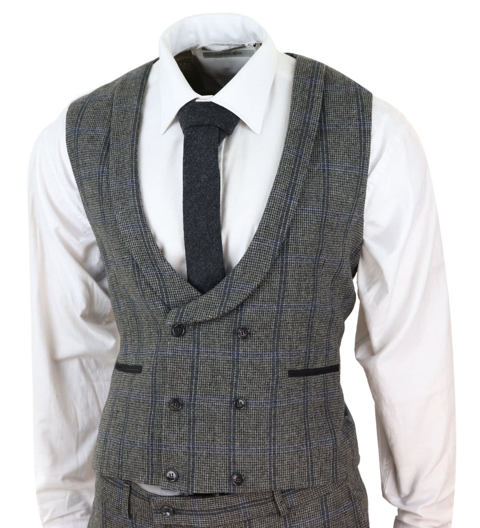 Grey Check 3 Piece Tweed Suit