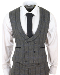 Grey Check 3 Piece Tweed Suit