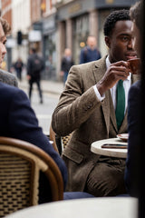 Eikenbruin visgraat tweed 3-delig pak