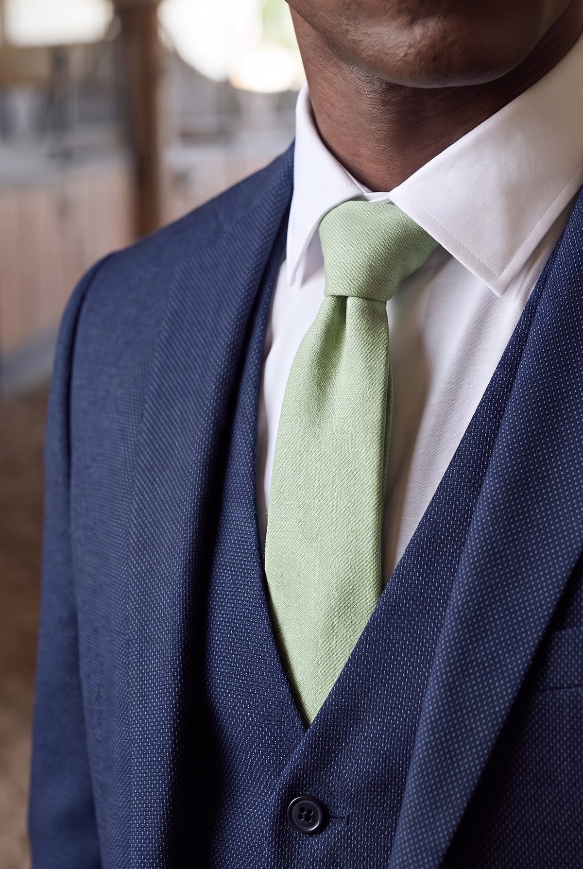 Saliegroene herendas met suède afwerking