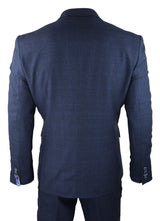 Cavani Connall - Men's Navy-Blue Check Vintage Suit