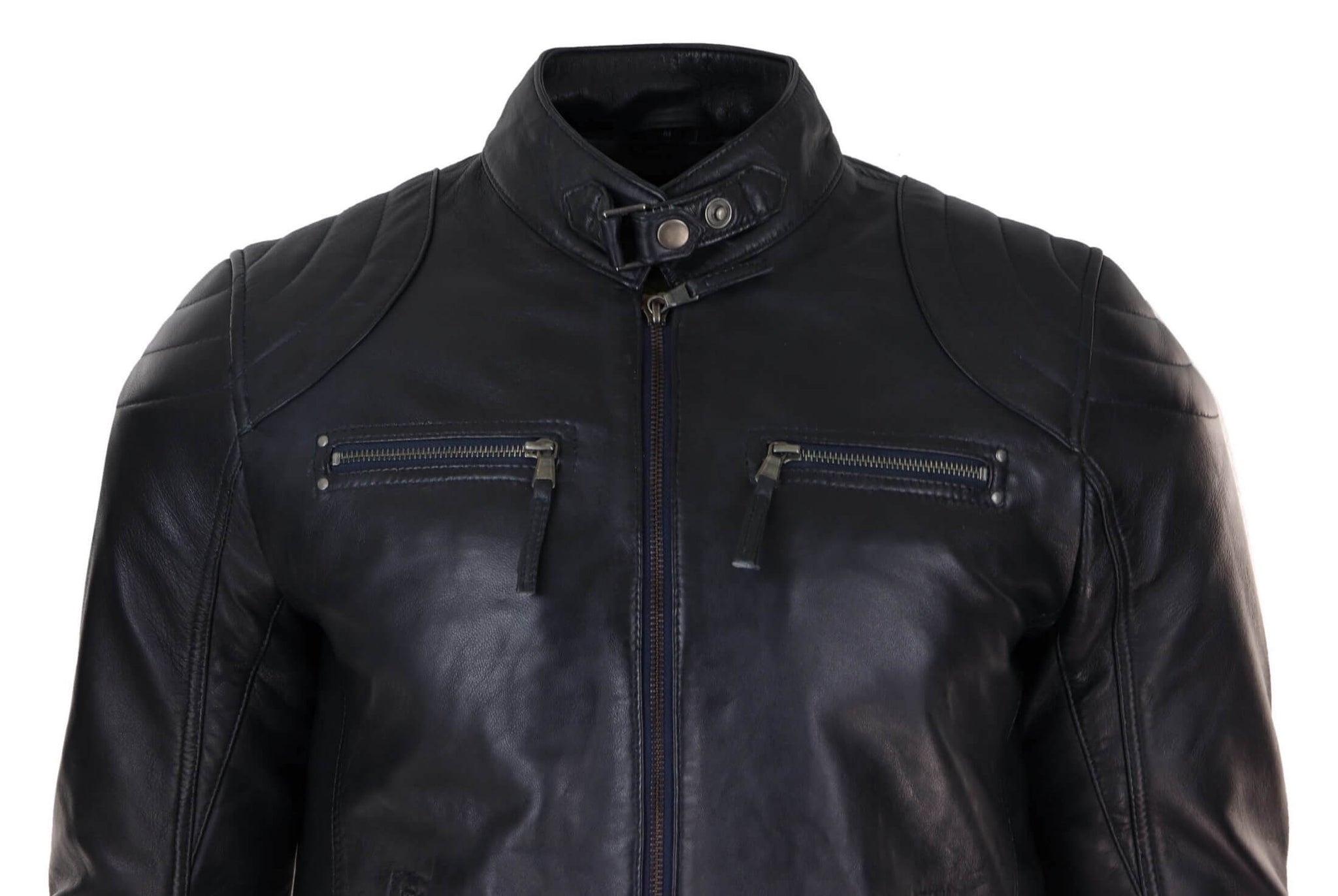 Genuine Leather Black Biker Jacket for Men