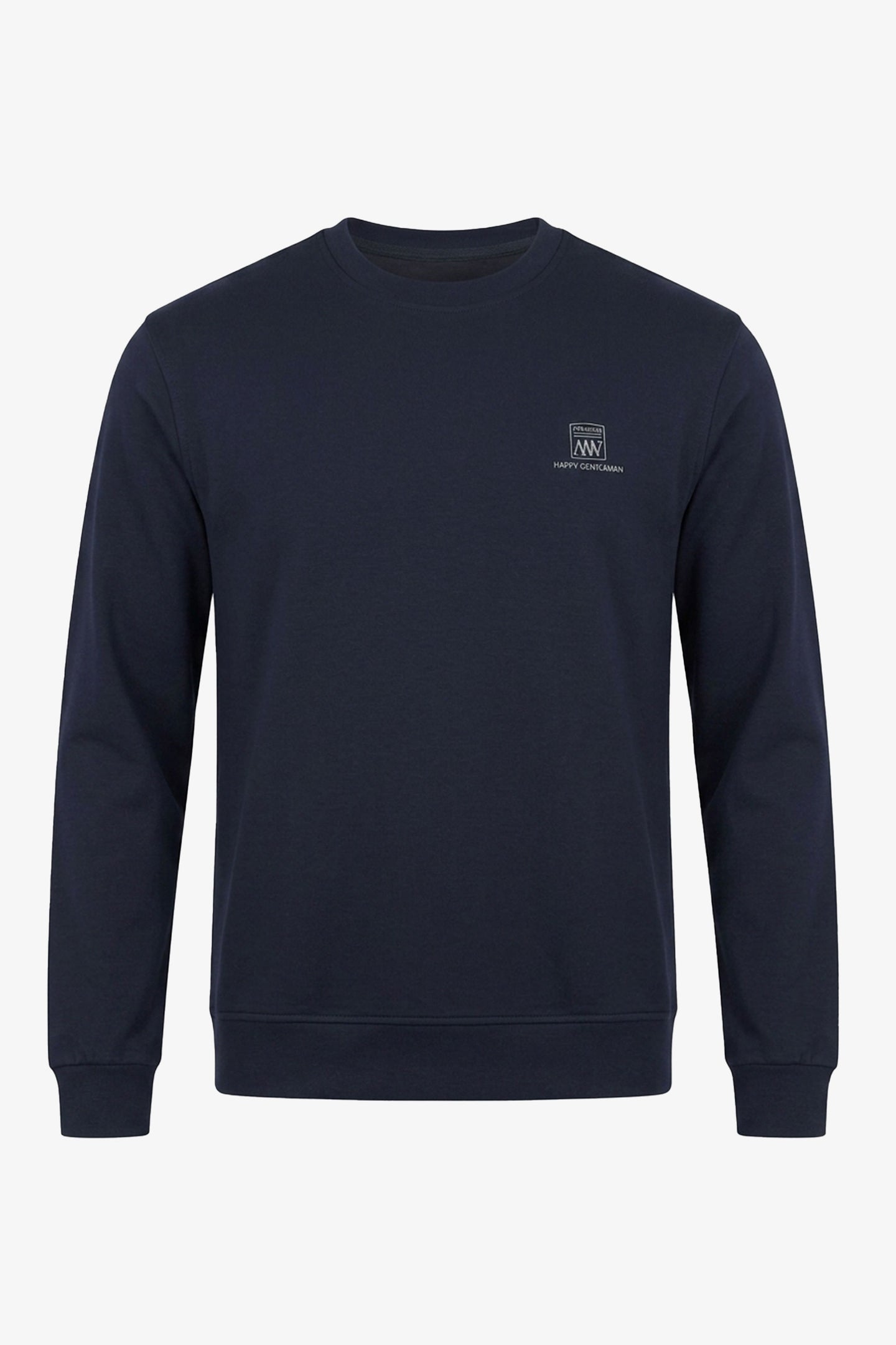 Herensweatshirt met ronde hals, lange mouwen en stretch, gemaakt van een marineblauwe katoenmix.