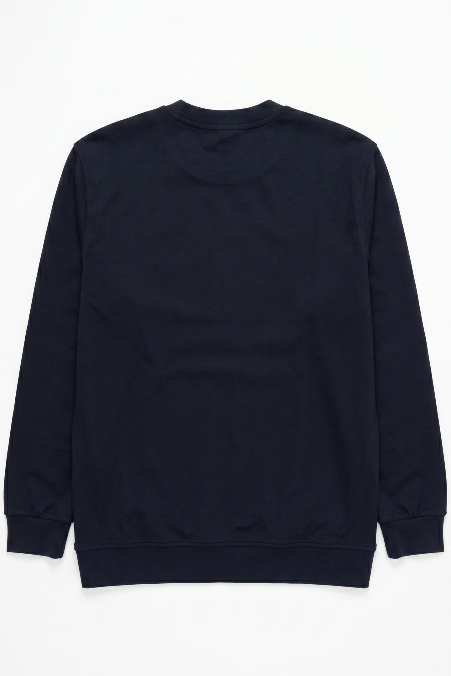Herensweatshirt met ronde hals, lange mouwen en stretch, gemaakt van een marineblauwe katoenmix.