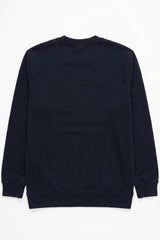 Herensweatshirt met ronde hals, lange mouwen en stretch, gemaakt van een marineblauwe katoenmix.