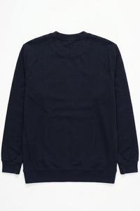 Herensweatshirt met ronde hals, lange mouwen en stretch, gemaakt van een marineblauwe katoenmix.