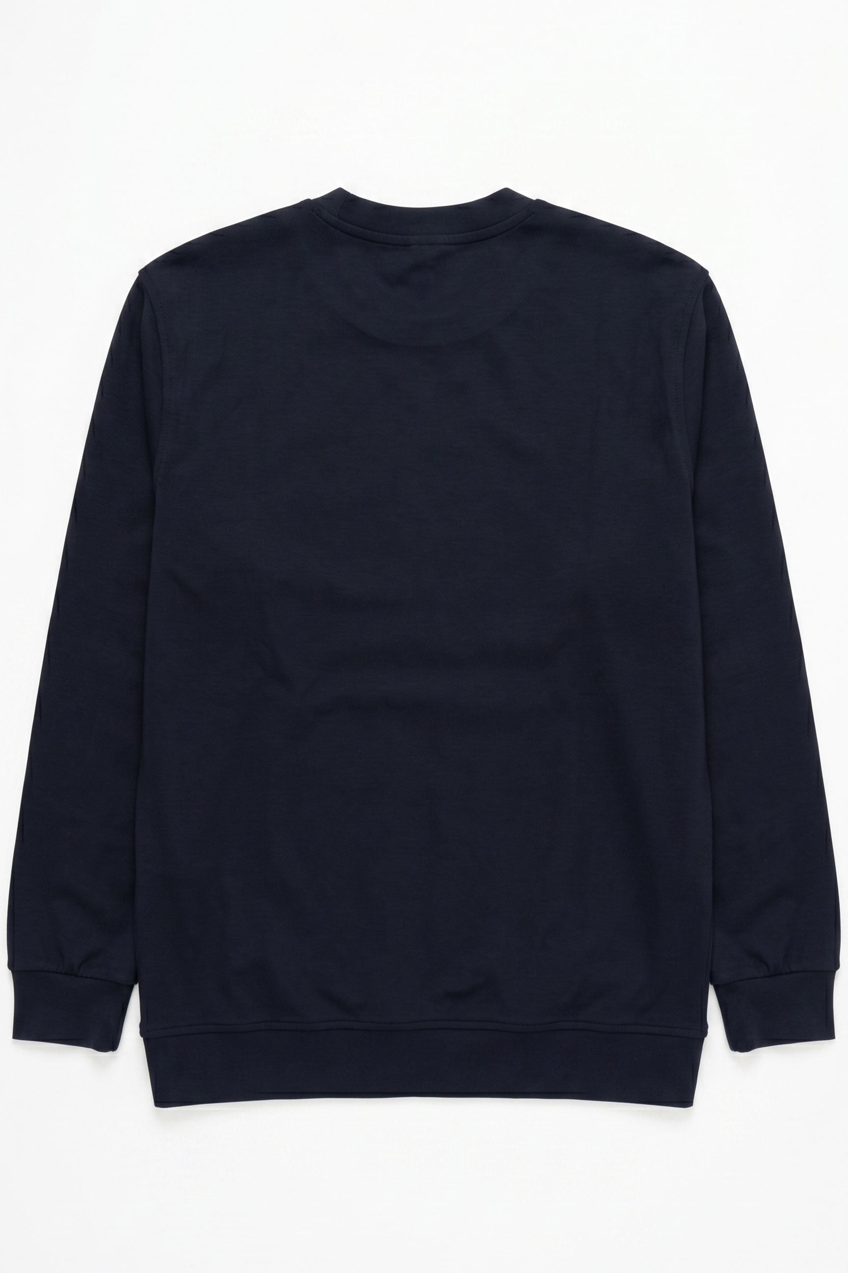 Herensweatshirt met ronde hals, lange mouwen en stretch, gemaakt van een marineblauwe katoenmix.