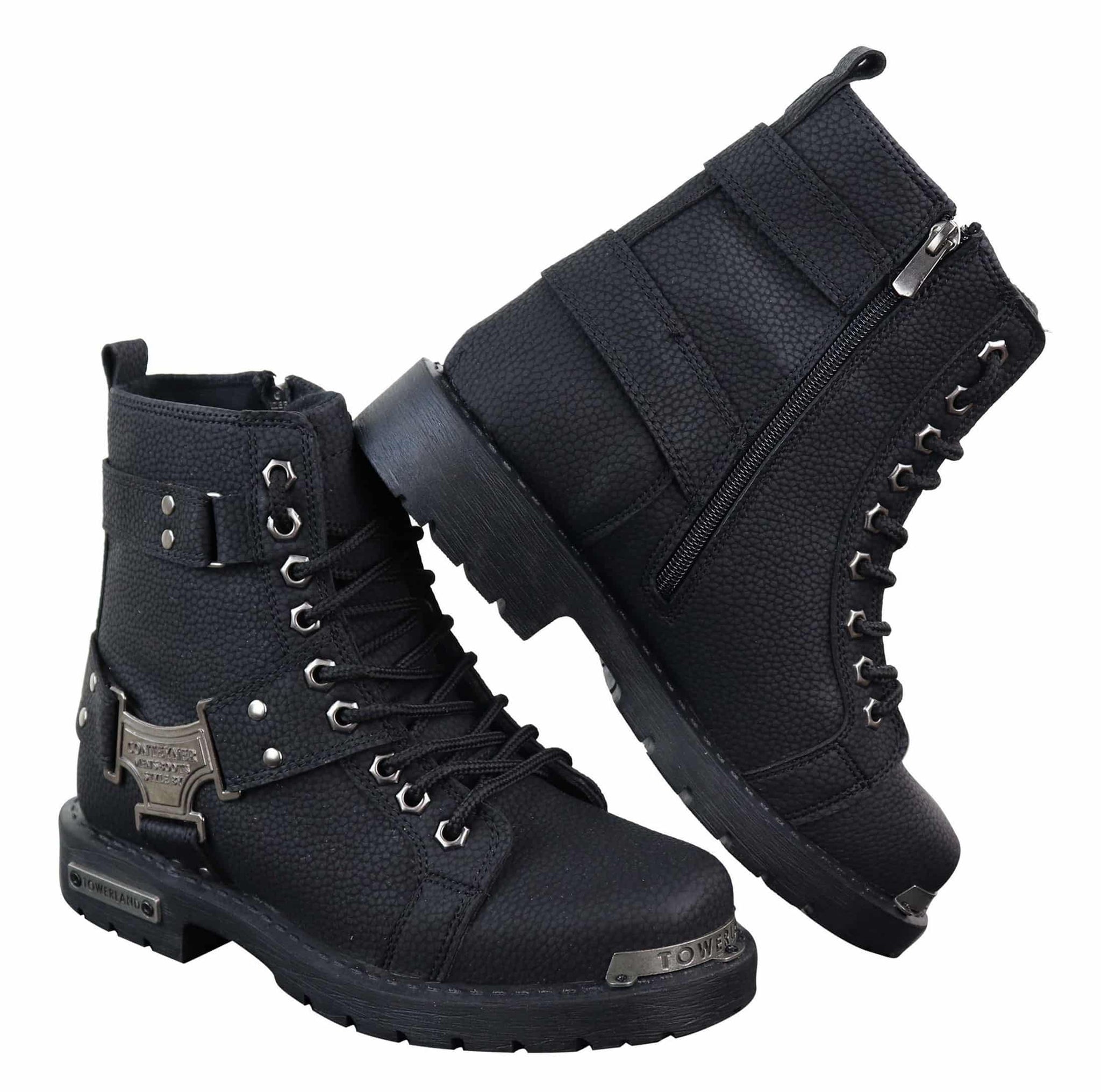 Mens Black Rugged PU Leather Boots