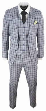 Mens Grey Pince of Whales Check 3 Piece Suit