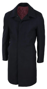 Mens Long Black Wool Overcoat