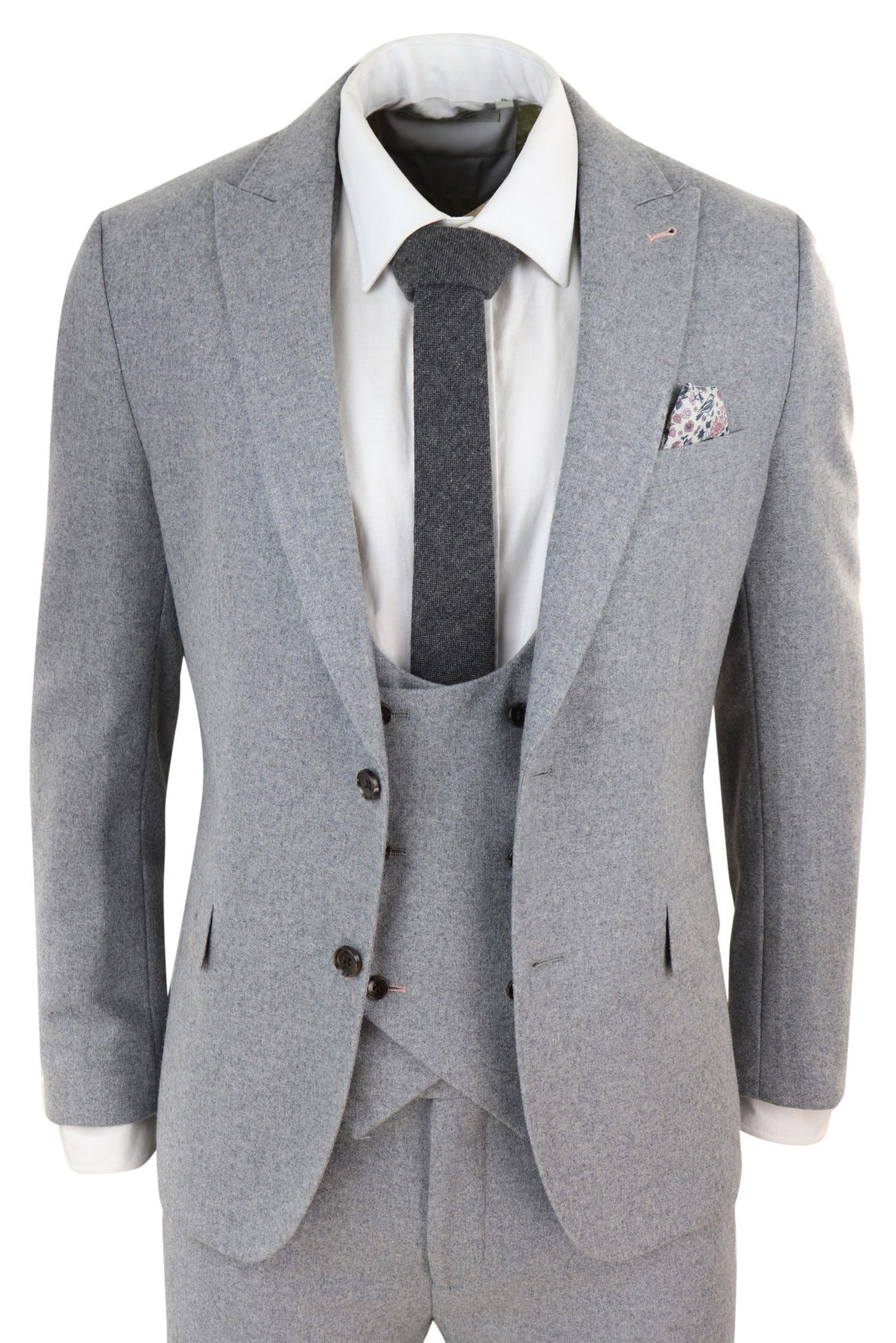 Men's Grey 3 Piece Wool Suit