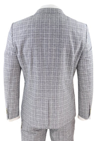 Men's Black-Grey Check 2 Piece Linen Suit