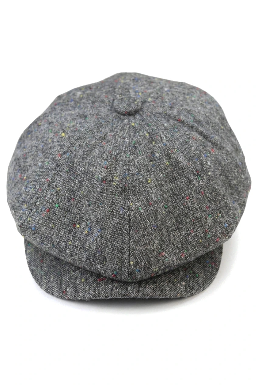 8-delige Baker Boy-pet Shelby-hoed van wollen tweed, klassiek grijs scheermes