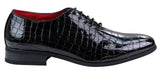 Mens Patent Black Crocodile Style PU Leather Shoes
