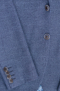 AK-09 Heren 3-delig op maat gemaakt blauw Prince of Wales-ruitpak