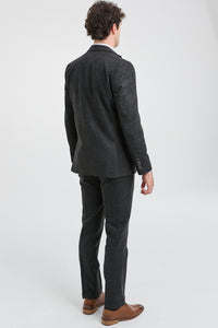 Heren zwart Glen Check 3-delig pak