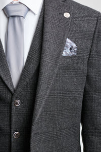 Heren zwart Glen Check 3-delig pak