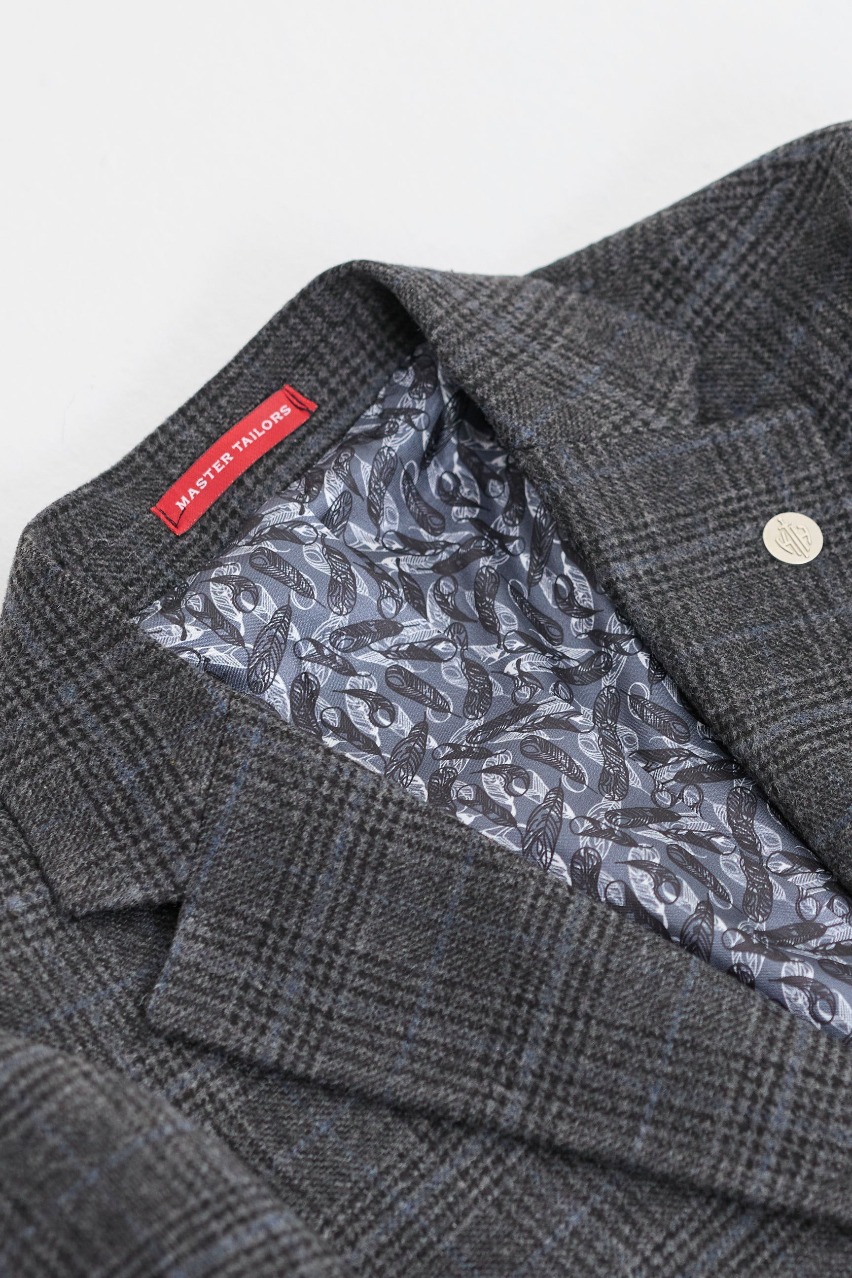 Heren grijs tartan ruit 3-delig pak