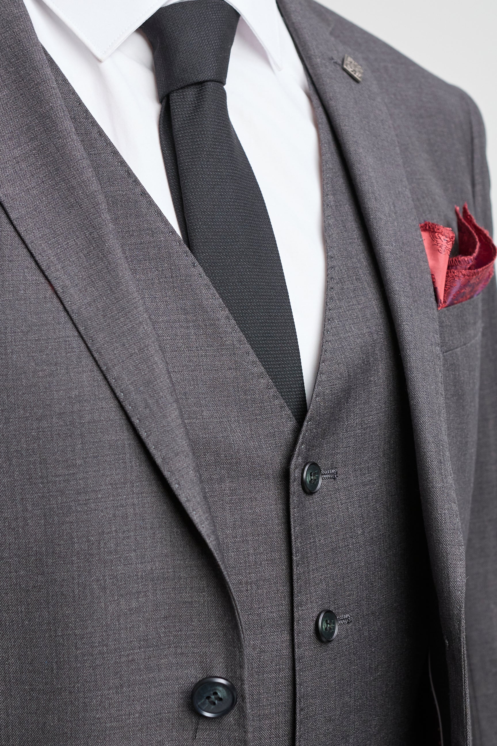 Heren donkergrijs antraciet 3-delig pak klassieke steek bruiloft zomer gala klassiek