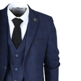 IM10 - Men's 3 Piece Navy Blue Check Suit