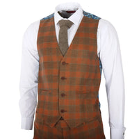 IM11 - Men's 3 Piece Brown Check Suit