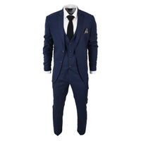 IM1 Men's Classic Charcoal Navy Tailored Fit 3-Piece Suit