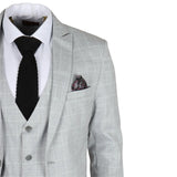 IM3 Men's Grey Checked Tailored Fit 3-Piece Suit