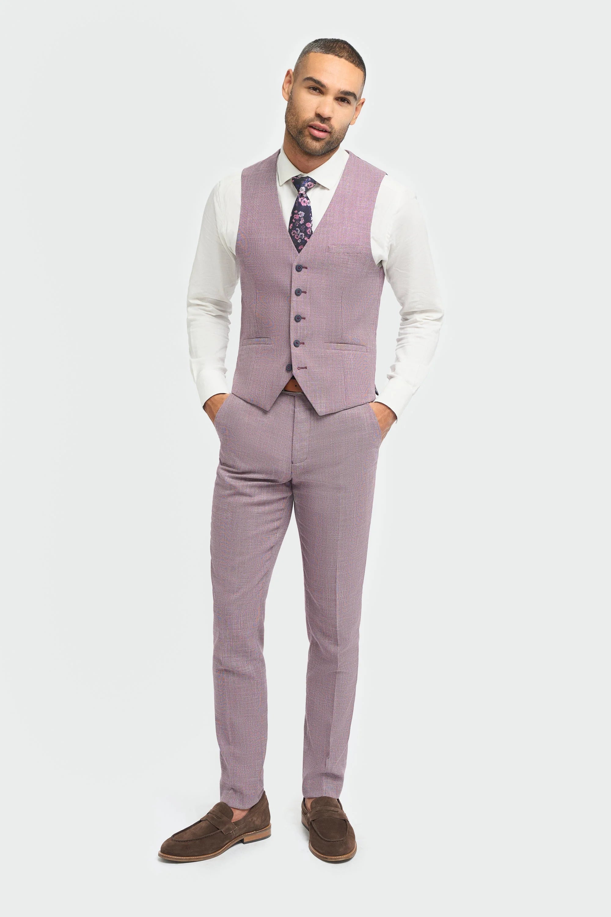 Miami - Heren roze slim fit zomervest