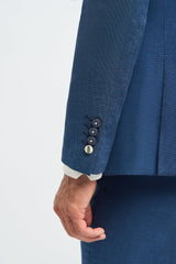 Herenblauw zomerlinnen pak