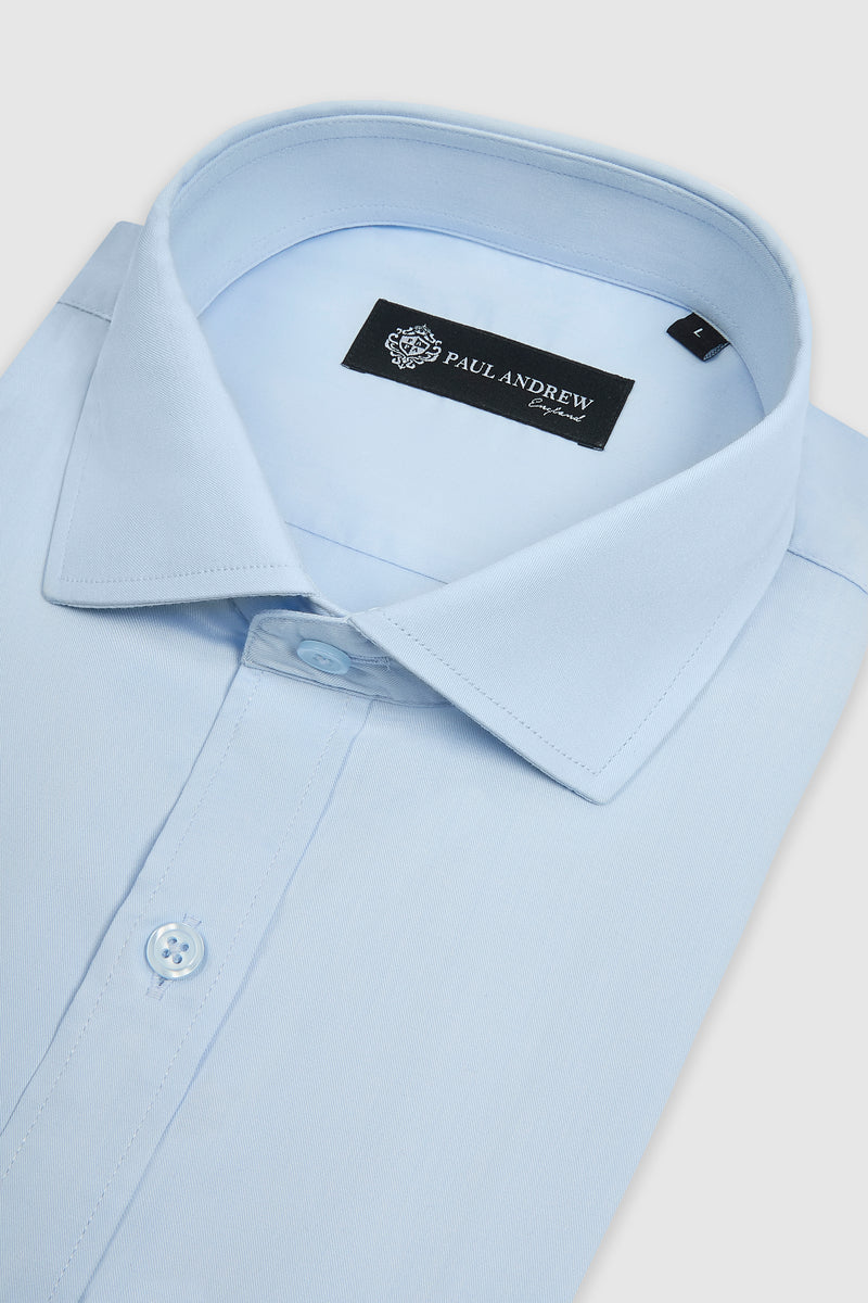 Klassiek herenoverhemd met dubbele manchetten en cutaway-kraag - Blauw