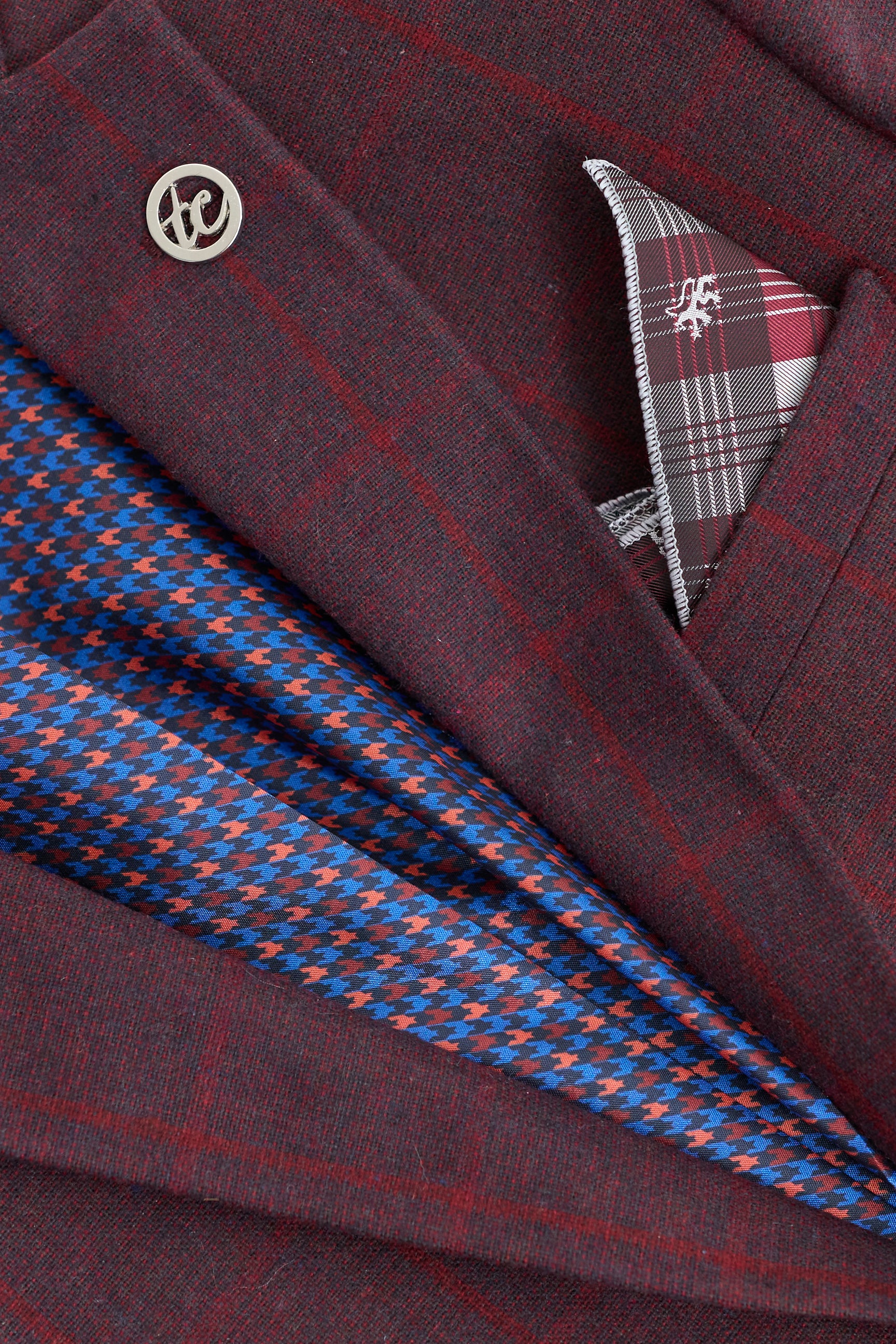 Heren 3-delig pak wollen tweed pruim wijn ruit jaren 20 Gatsby