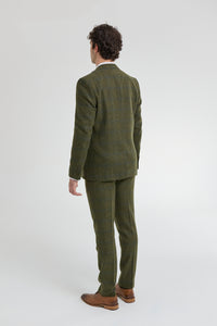 Heren 3-delig pak wollen tweed groen blauw bruin ruit jaren 20 Gatsby