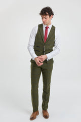 Heren 3-delig pak wollen tweed groen blauw bruin ruit jaren 20 Gatsby
