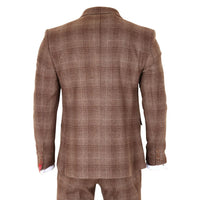 Bruin tweed geruit herenpak van 3 stuks