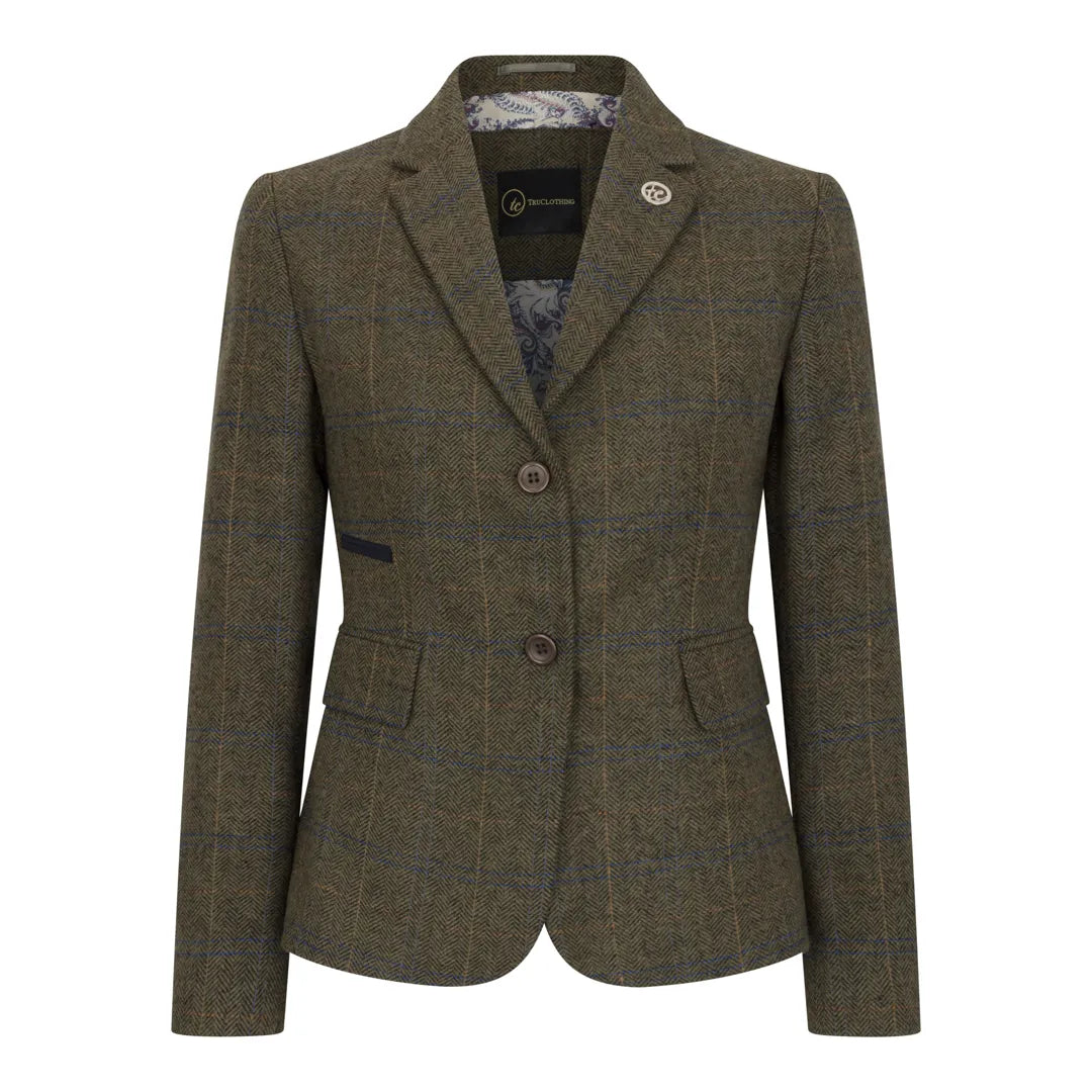 TPSTZ71 - Olijfgroene tweedblazer voor dames