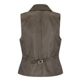 TPSTZ71 - Dames olijfgroen tweed gilet